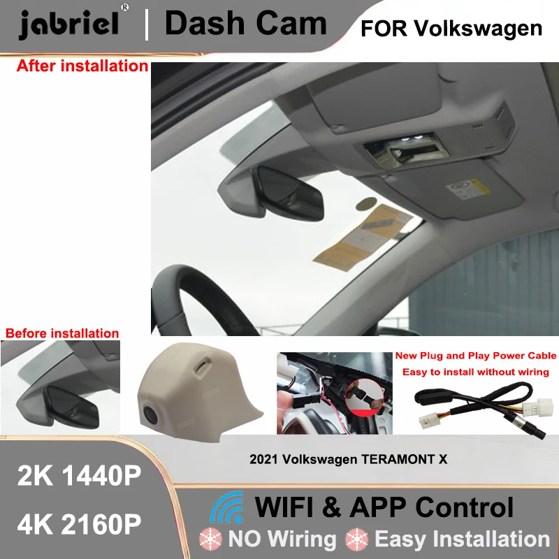 

Dash Cam Front Rear Camera DVR 2K 4K Wifi Plug and Play Video Recorder for Volkswagen VW TERAMONT X 2021 2022 2023 DashCam