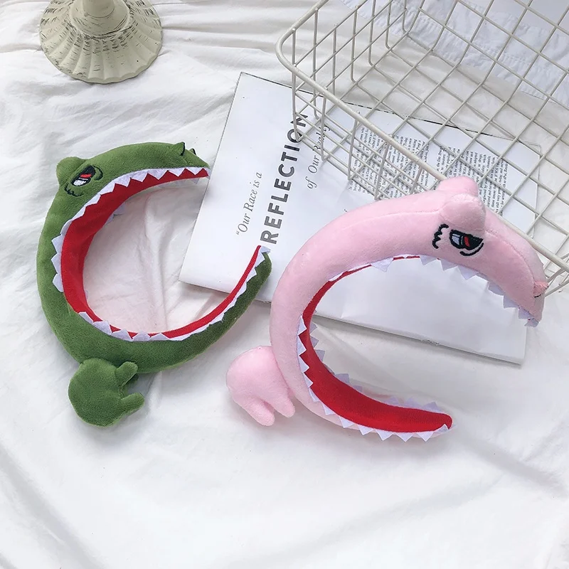 Shark Dinosaur Hairband for Women Fashion Home Wash Face Headband Korean Version Funny Cartoon Hair Bands Hair Accessories