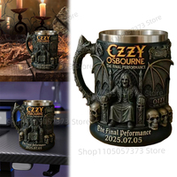 2025 New Halloween 3D Ozzy Osbourne Commemorative Mug Stainless Steel Skull Water Cup Beer Mug Coffee Cup Drinking Utensils