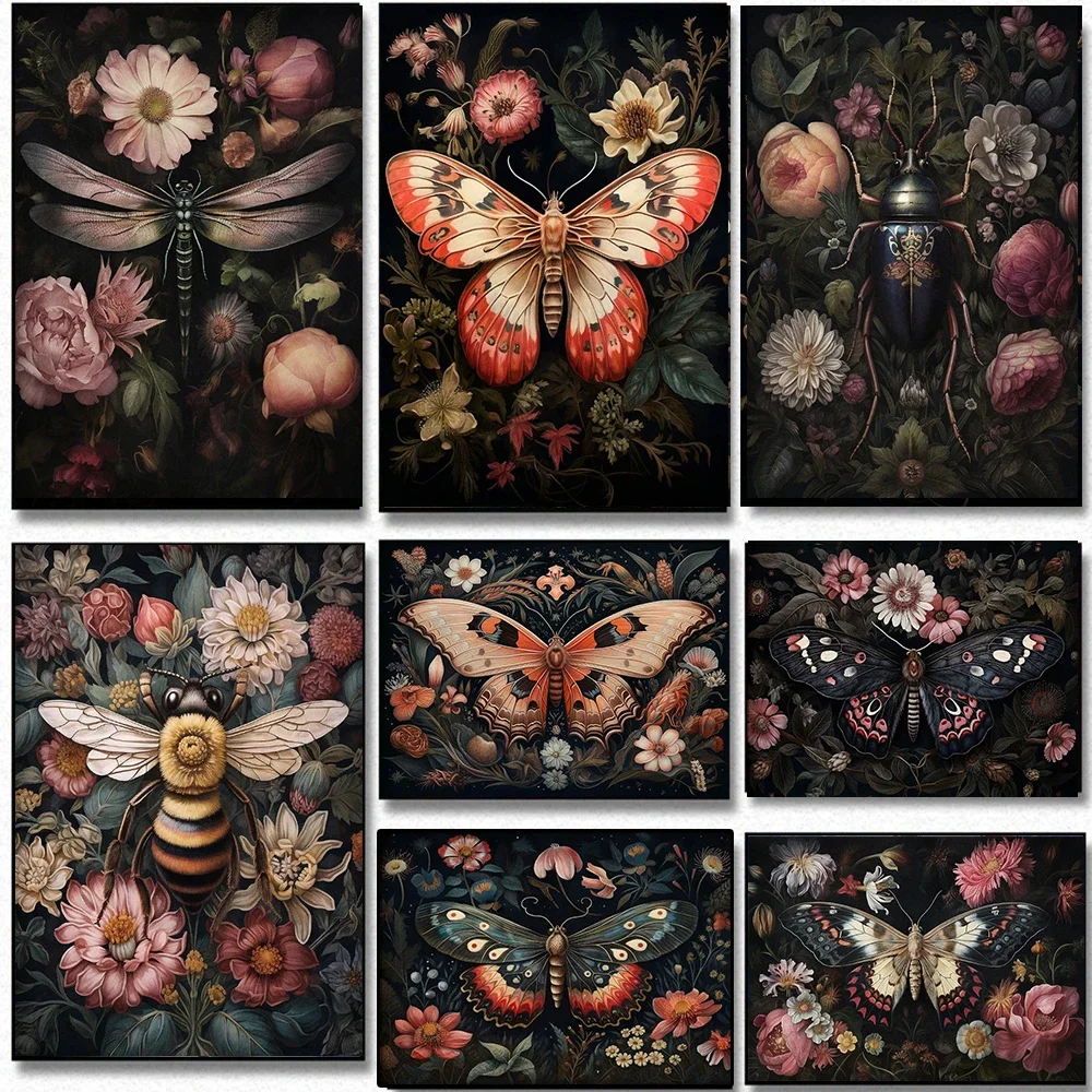 Wild Bee Flowers 5D DIY Diamond Painting New 2024 Diamond Mosaic Dark Preppy Wild Forest Jewelry cross stitch Home Decor Gift