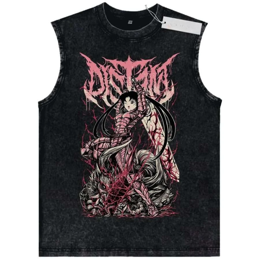 camiseta-regata-masculina-preta-lavada-verao-2026-demon-slayer-nezuko-lutando-contra-demonios-tecido-macio-de-alta-qualidade-para-fitness-e-casual