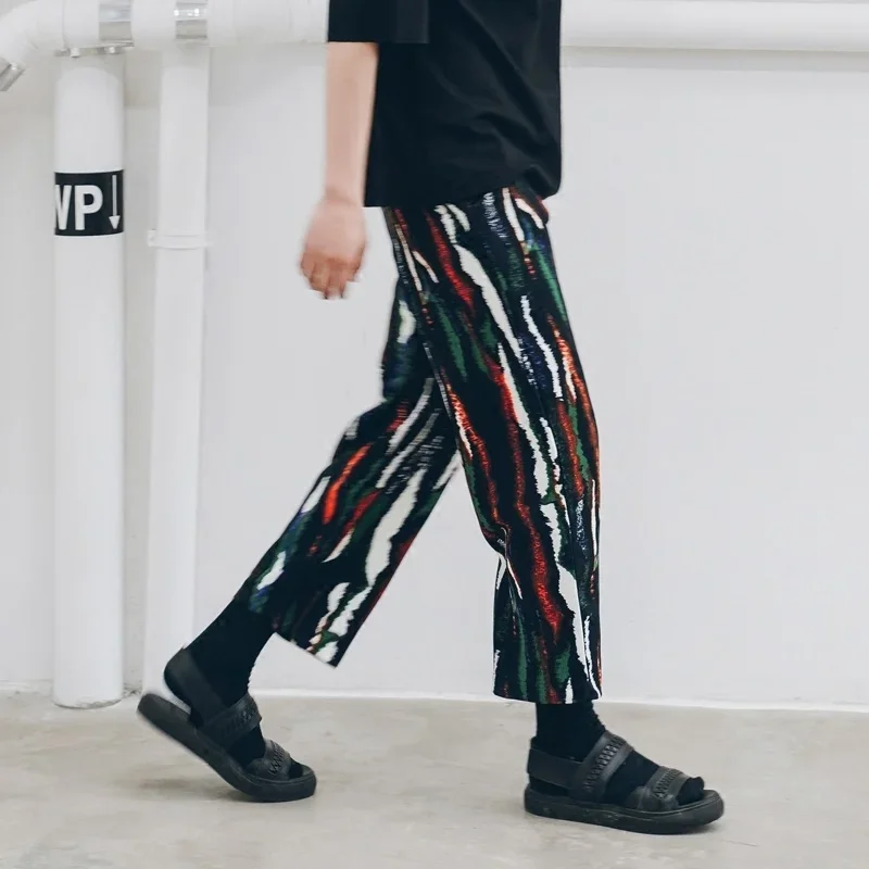 Traditional Chinese Trousers Stripe Pattern Loose Cotton Casual Pants Streetwear Oriental Men'S Clothing Chinese Pants Man 11053