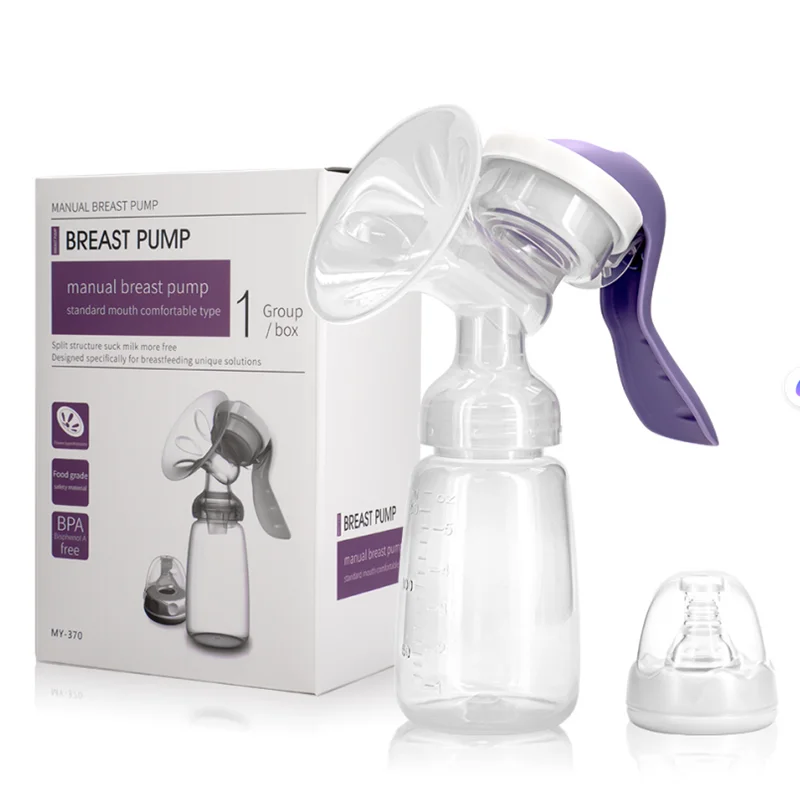 bomba-de-leite-manual-portatil-com-flange-de-silicone-para-extracao-indolor-150ml-3-niveis-de-pressao-ajustavel