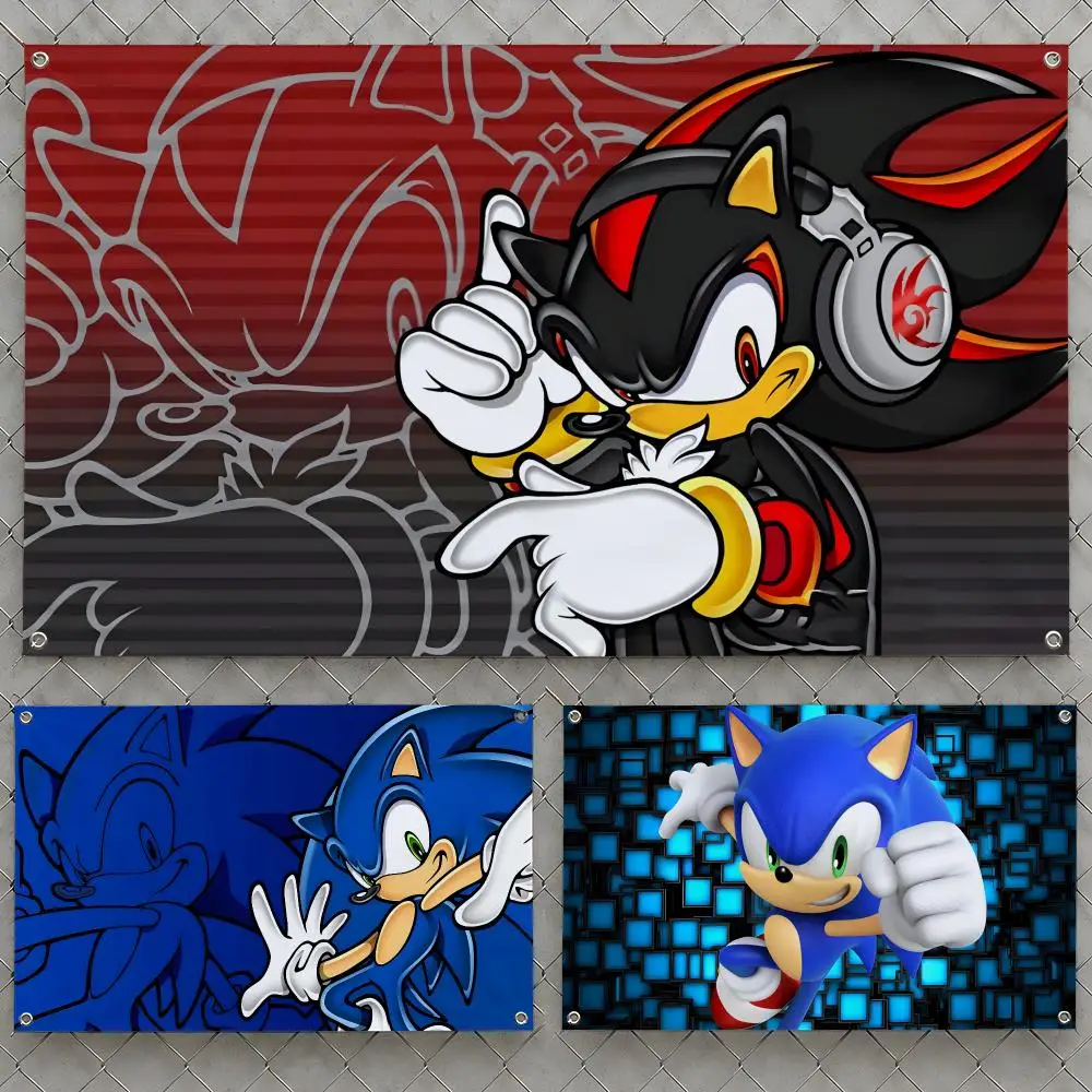 Sonic the Hedgehog Tails Shadow Flags Wall Hanging Flag Banners For Birthday Parties Outdoor Bedroom Dorm Room Decor