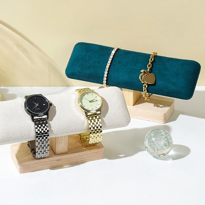 1Pc Holz Uhren Display Ständer Basis Uhr Halskette Armband Organizer Rack Armreif Scrunchie Stirnband Schaufenster Steht