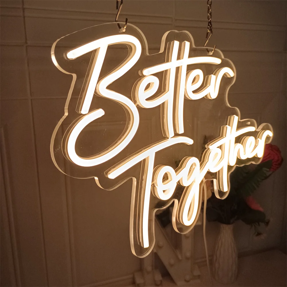 DECO Better Together 네온 사인 45x28cm 라이트 사인, 생일 파티 장식 5V USB 전원 스위치 및 베이스 포함 어린이 선물