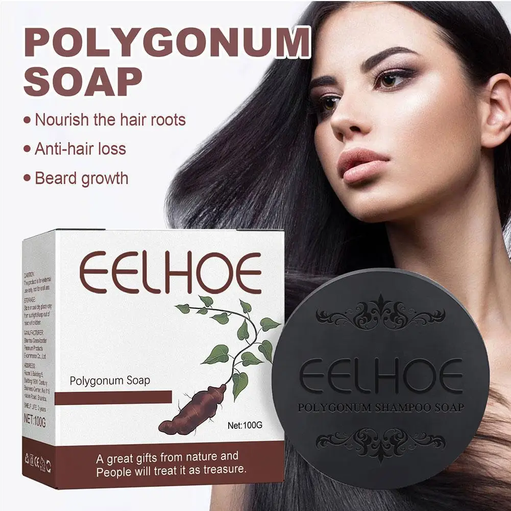 Eelhoe Shampoo Bar Polygonum Black Hair Shampoo Moisturizing Essence Hair Soap Anti Dandruff Damage Repair Shine Smooth For All