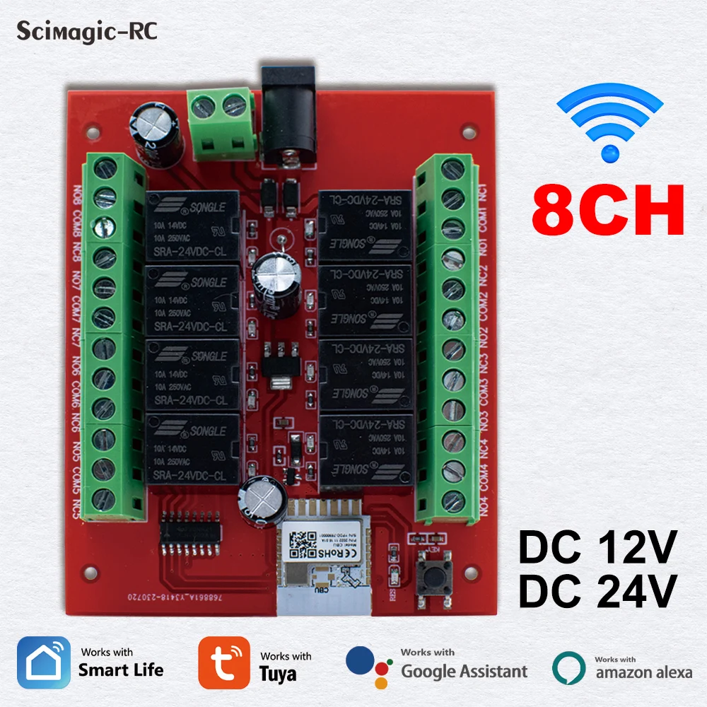 

8CH Tuya Беспроводной Коммутационный Модуль DC 12 В 24 В 8 Каналов Wi-Fi Релейный модуль Управление DIY Умный Дом Автоматизация Для Alexa Smart Life