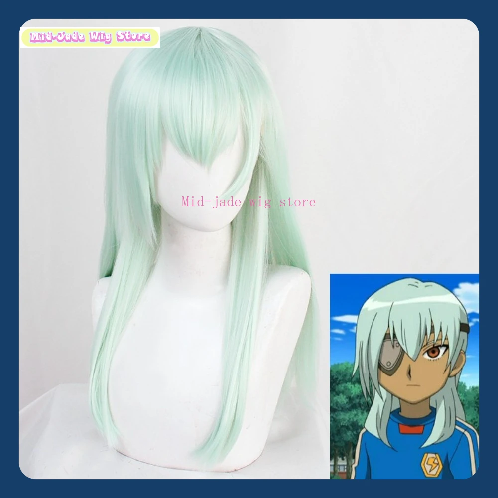 Perruque de Cosplay synthétique mi-jade, magasin Inazuma onze GO Sakuma Jirou, perruque de fête Anime Cosplay, perruque longue et lisse résistante à la chaleur