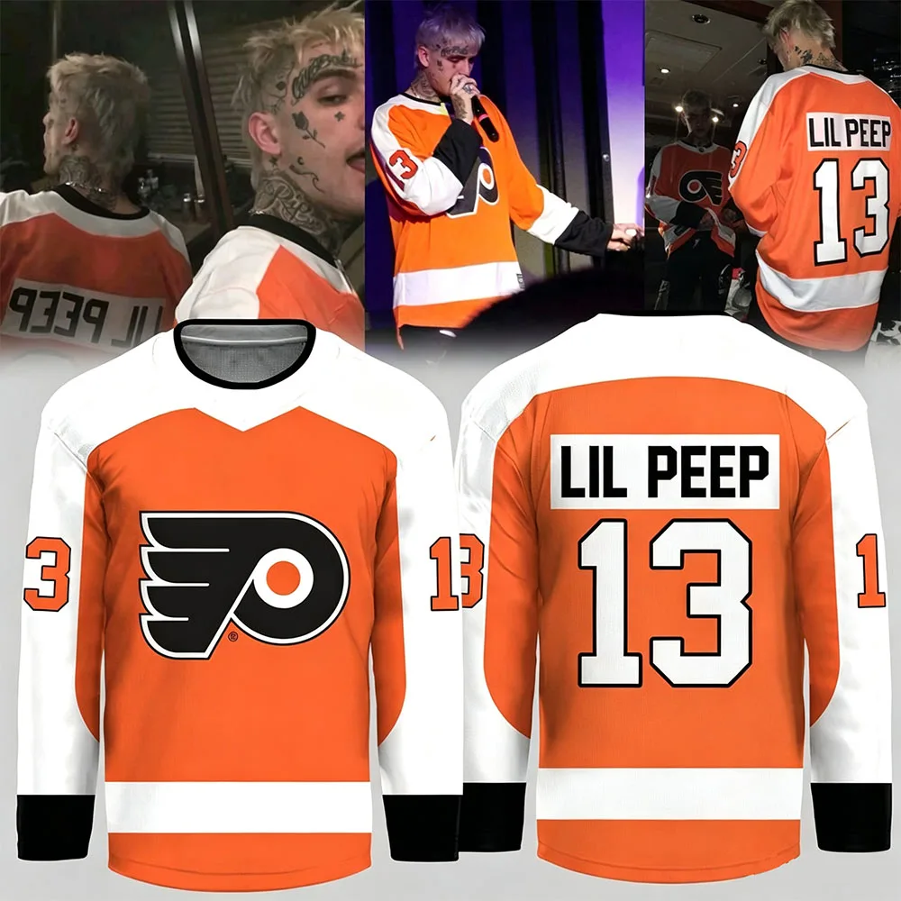 Lil Peep 30. Geburtstagsfeier 2026 Tour Hockey-Trikot Langarm Herren Damen Streetwear Hip-Hop Retro Sportbekleidung T-Shirts – Detail 3