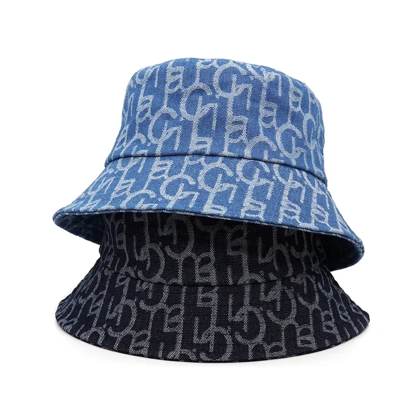 2021 Letter Fisherman Hat Women Men Luxury Brand Denim Bucket Hat Spring and Summer Sun Bucket Designer