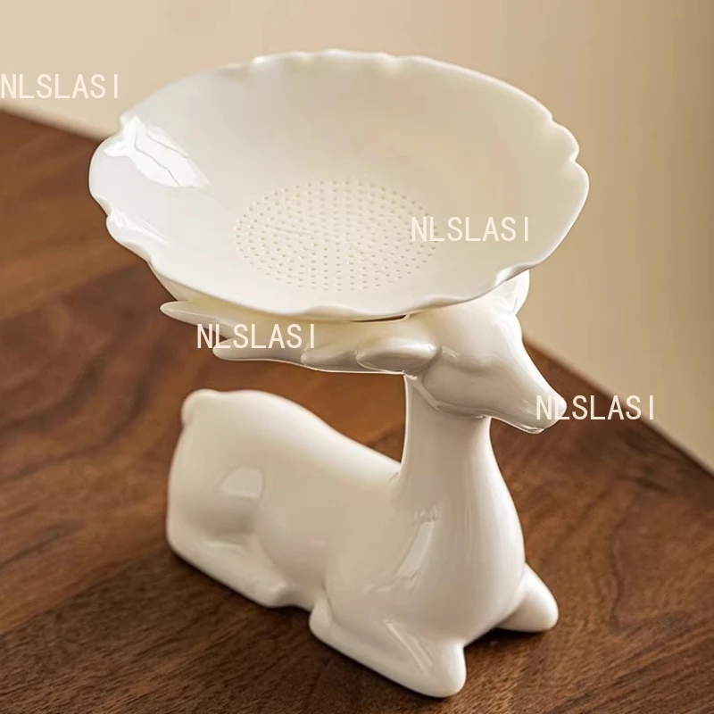 

Набор из 1 шт. керамического чайного фильтра-ситечка в форме нефритового камня с интегрированным отверстием, аксессуары для чайной церемонии, фильтр для чая в китайском стиле, чайная утварь