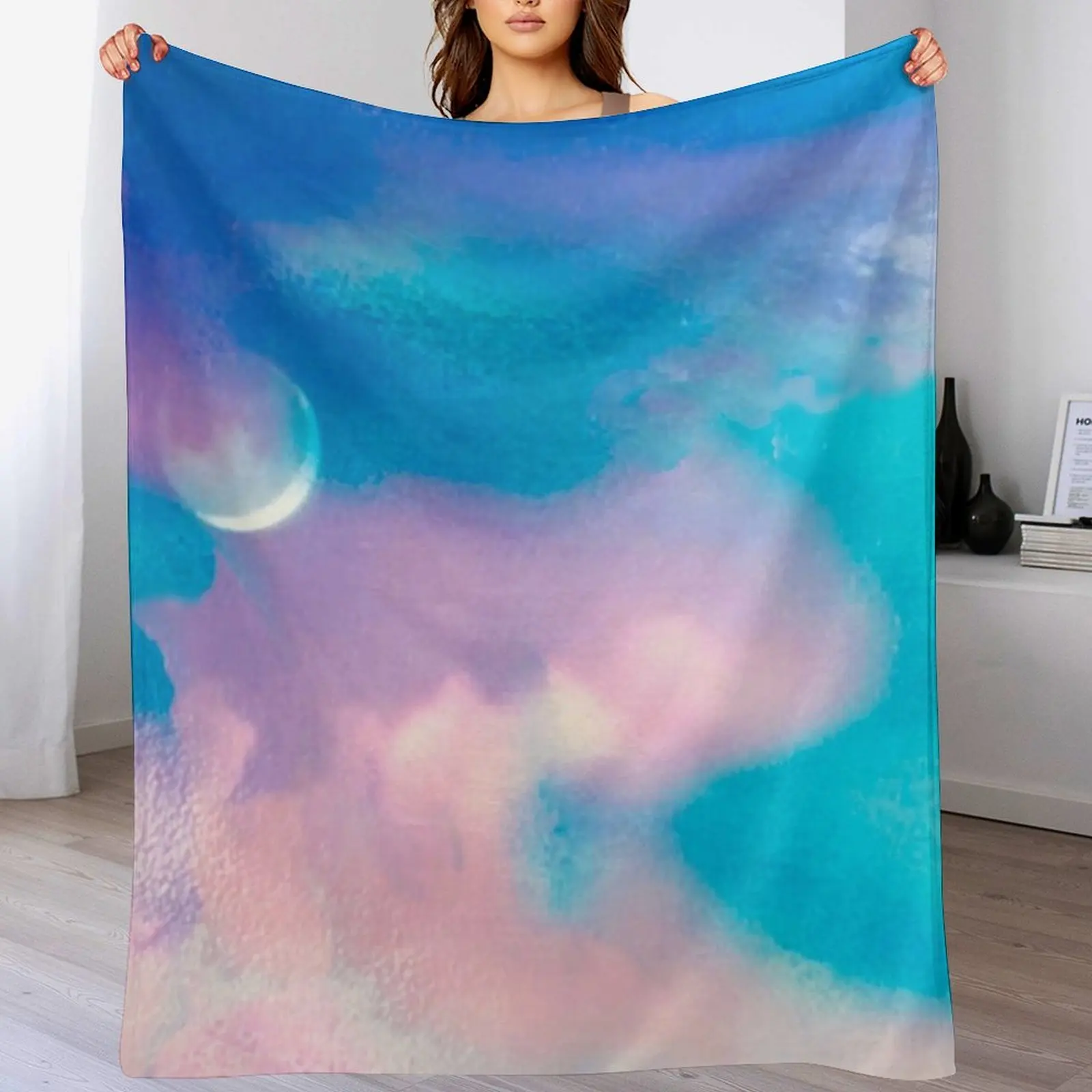 Aquarius Moon Throw Blanket Sofa Throw Retros Plush Blankets