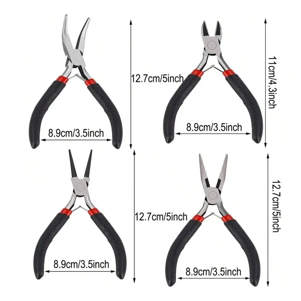 Jewelry Pliers 4 Pack Jewelry Making Pliers Tools Kit with Round Nose Pliers, Needle Nose Pliers/Chain Nose Pliers LK-AA466