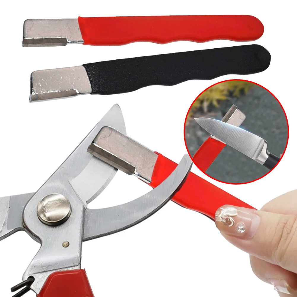 Metal Knife Pruning Sharpening Stone Handheld Garden Shear Scissors Sharpener with Lid Mini Portable Knife Sharpener Grindstone