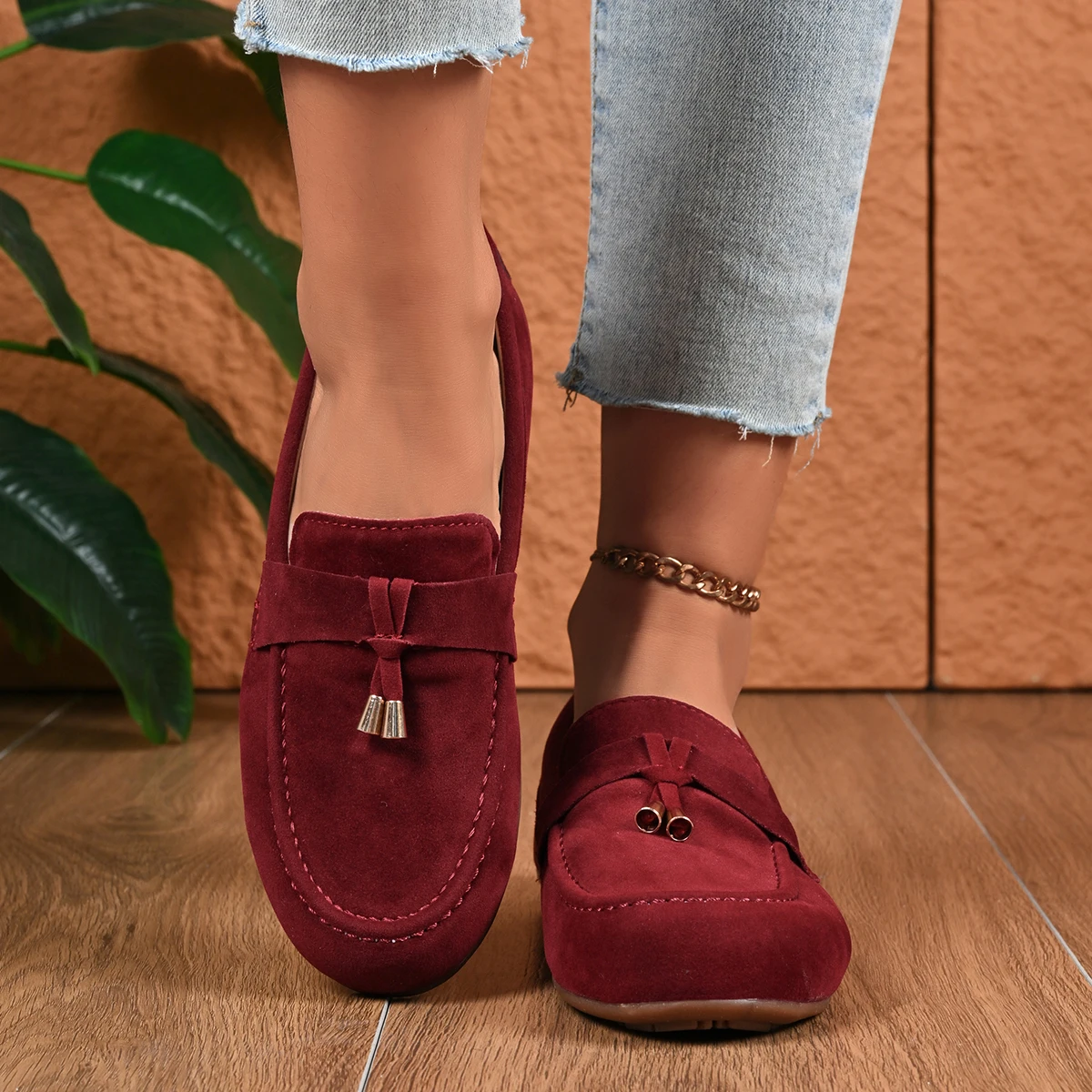

Women's Non-slip Casual Flat Shoes Spring and Autumn Solid Color Simple and Comfortable Low-top Shoes Plus Size Zapatos De Mujer