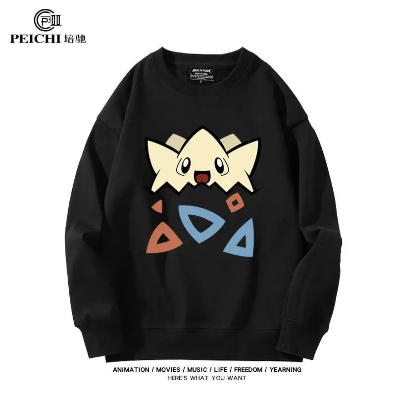 Pokemon Togepi Hoodie Kawaii Colorful Cartoon Eggshell Pullover Hoodie Cotton Round Neck Tops Men Women Sweater Autumn Clothes