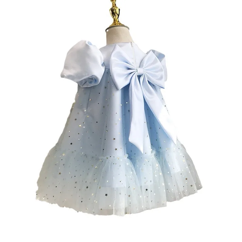 فستان رسمي للأطفال بعمر سنة واحدة للفتيات، فستان عالي الخصر على الطراز الكوري الراقية، فستان زفاف لأعياد الميلاد، فتاة الزهور الأنيقة Pr #5