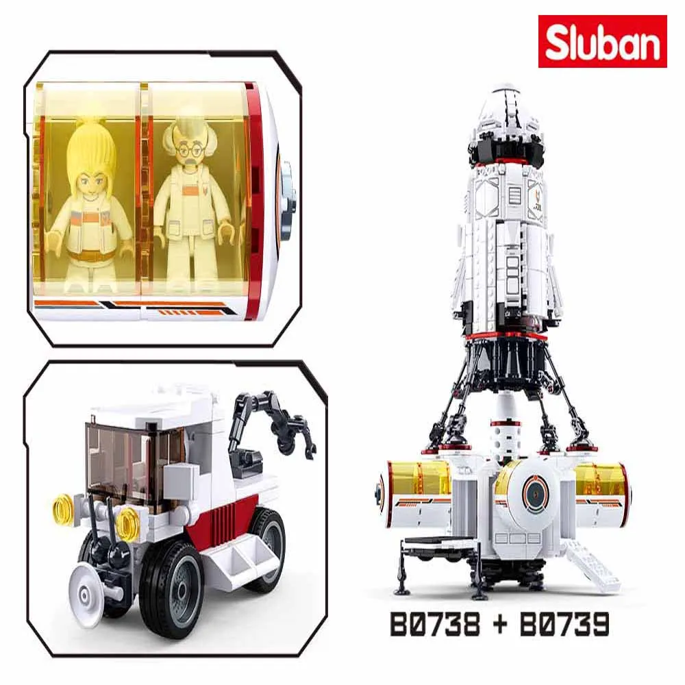 Sluban Building Block Brinquedos Space Base 642PCS Modelo B0739 Compatível com marcas líderes Kits de construção