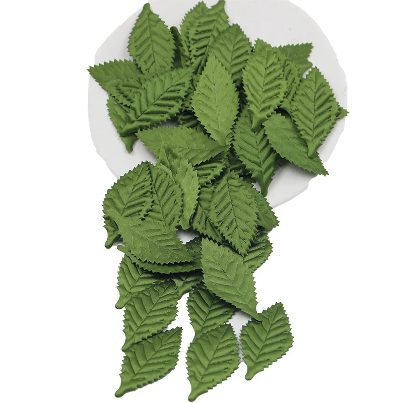 

(50pcs/pack)60mm simulated green leaf fabric clothing DIY small fresh accessories