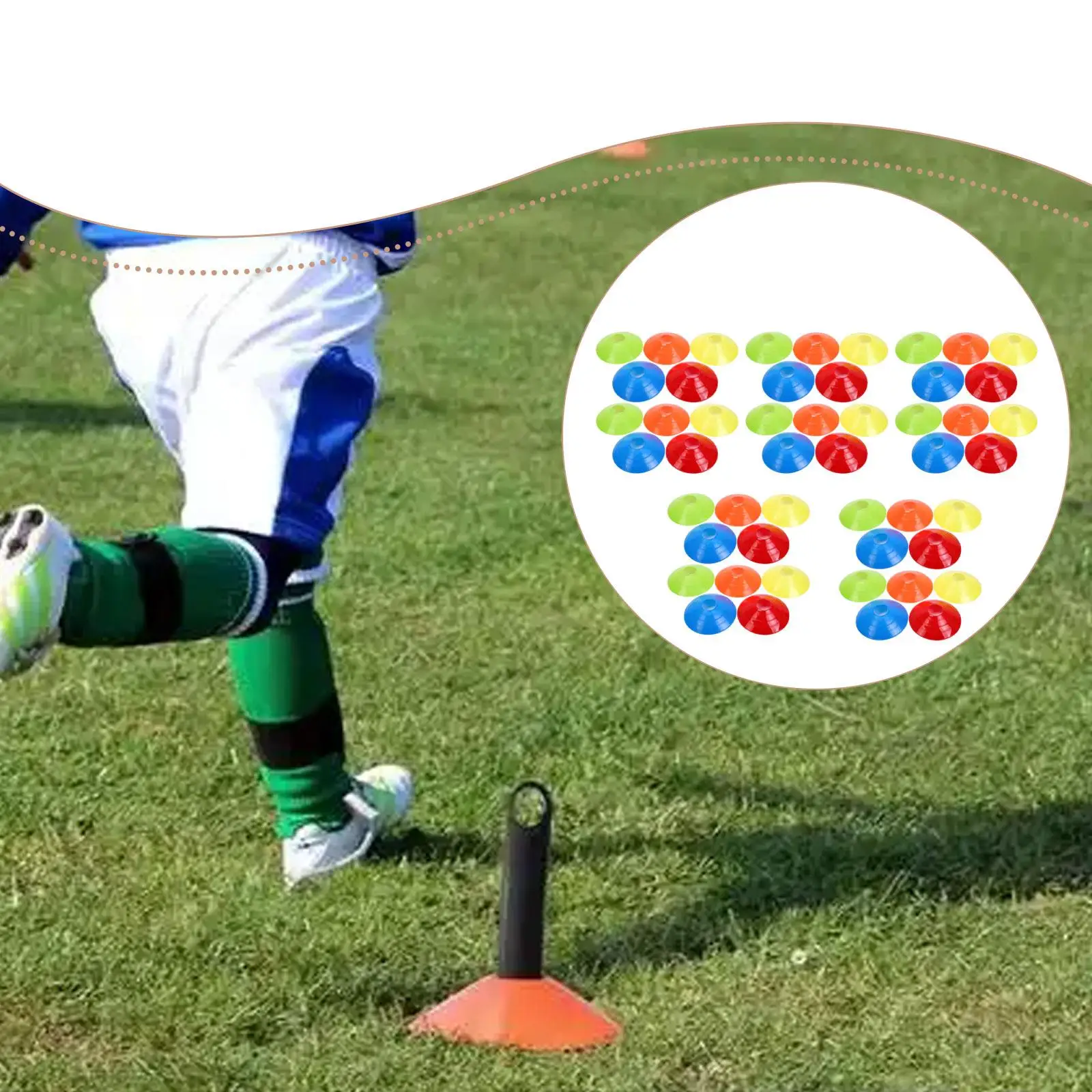 

50 легких конусов для футбола и спортивных тренировок, аксессуары для развития ловкости, маркеры для футбольного поля