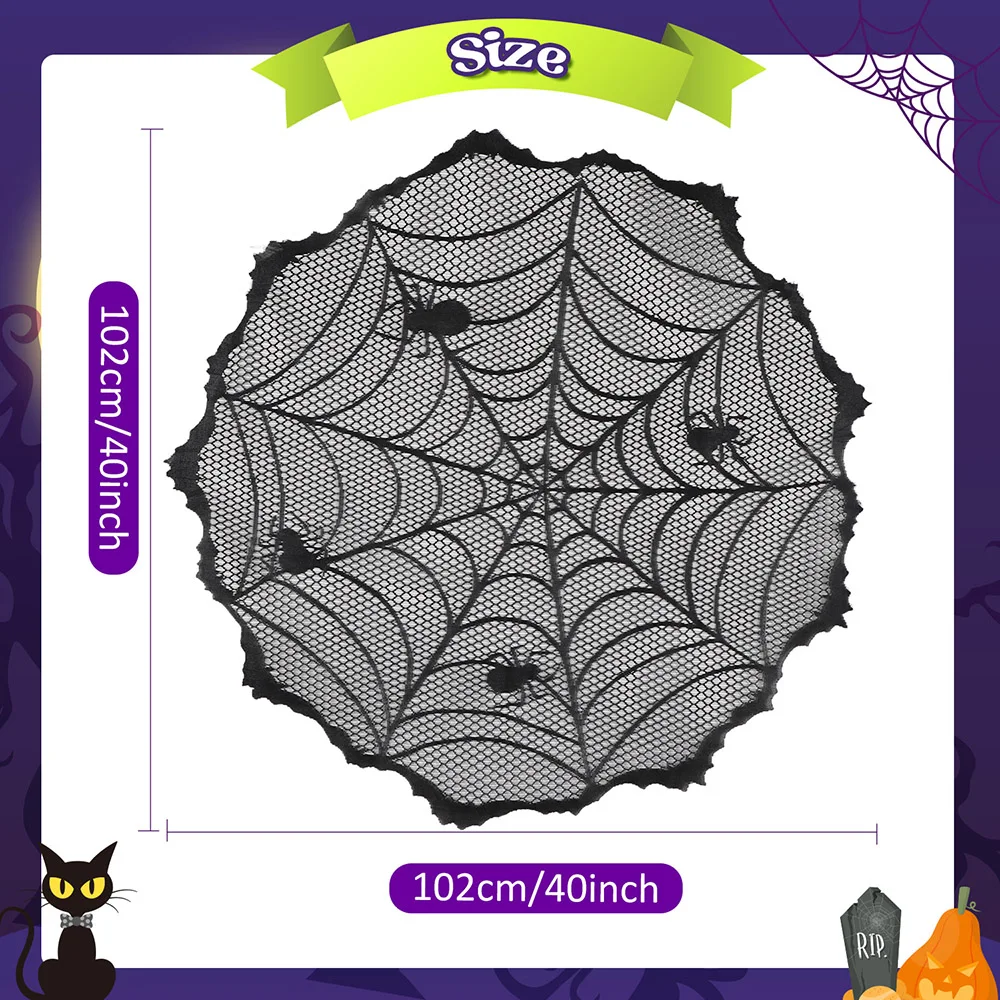 Ourwarm Halloween Cobweb Tablecloth Holiday Party Decor Spider Web Runner Lace Cover Home Bat Party Ghost Halloween