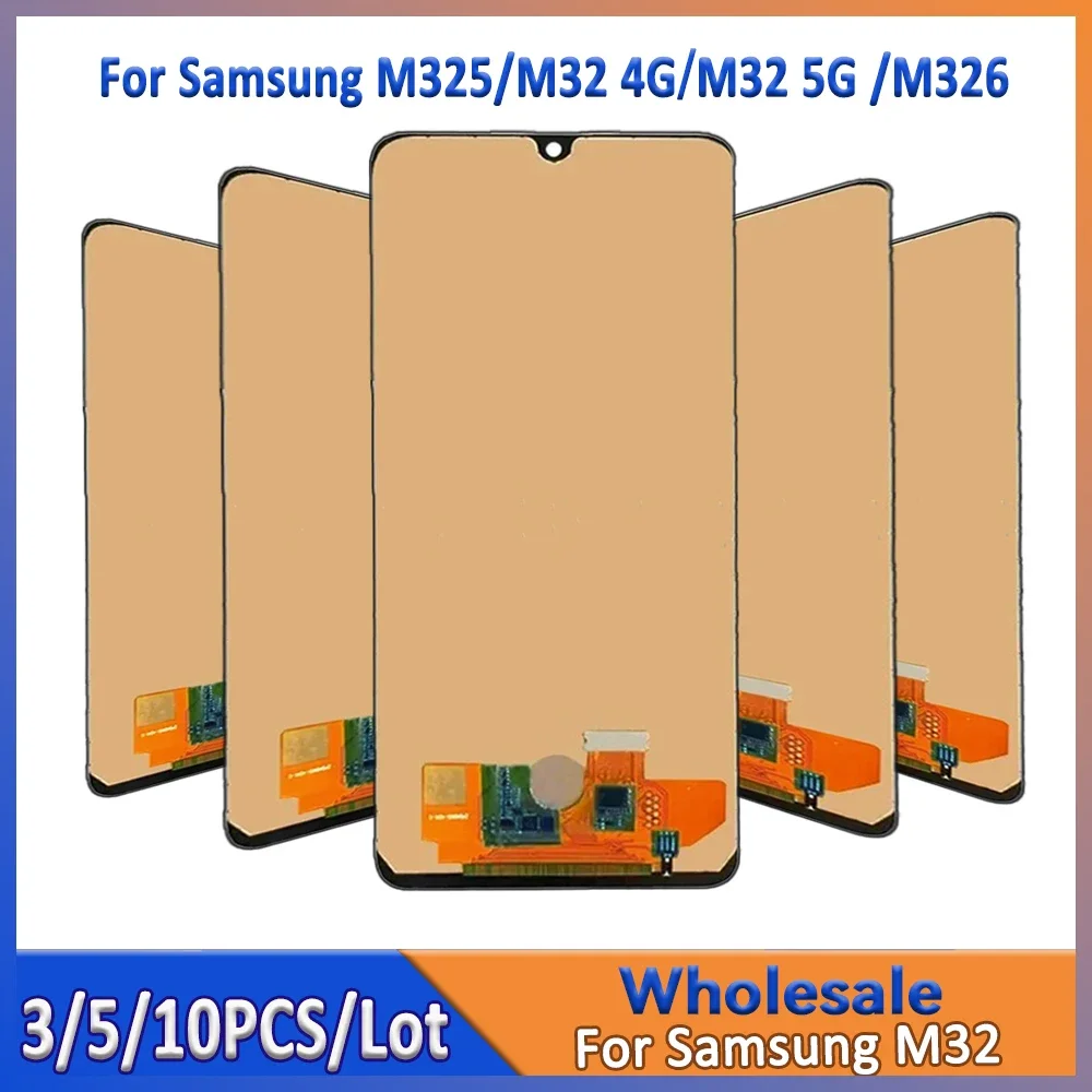 GEFENSI venta al por mayor lote de 3/5/10 piezas para Samsung M325/M32 4G LCD N con montaje táctil SAMSUNG M32 5G/M326 pantalla M326F/M326B
