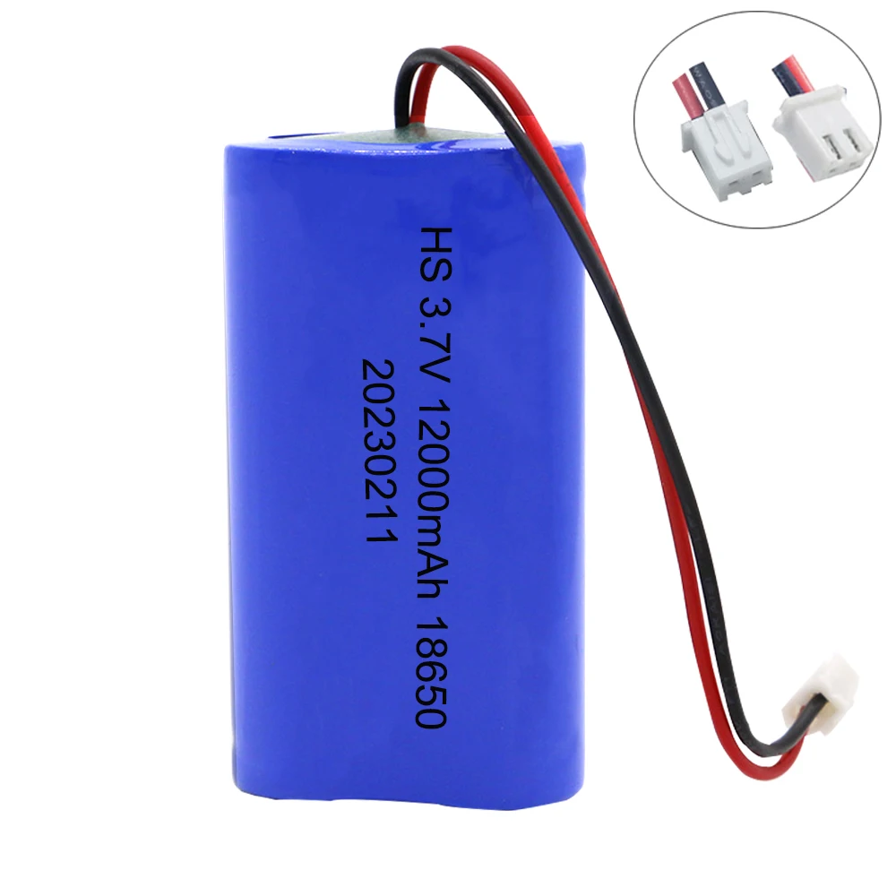 Lithium Battery 3.7V 18650 with XH2.54-2P Plug 4500/6200/12000mAh Rechargeable battery For Fishing LED Light Bluetooth Speaker