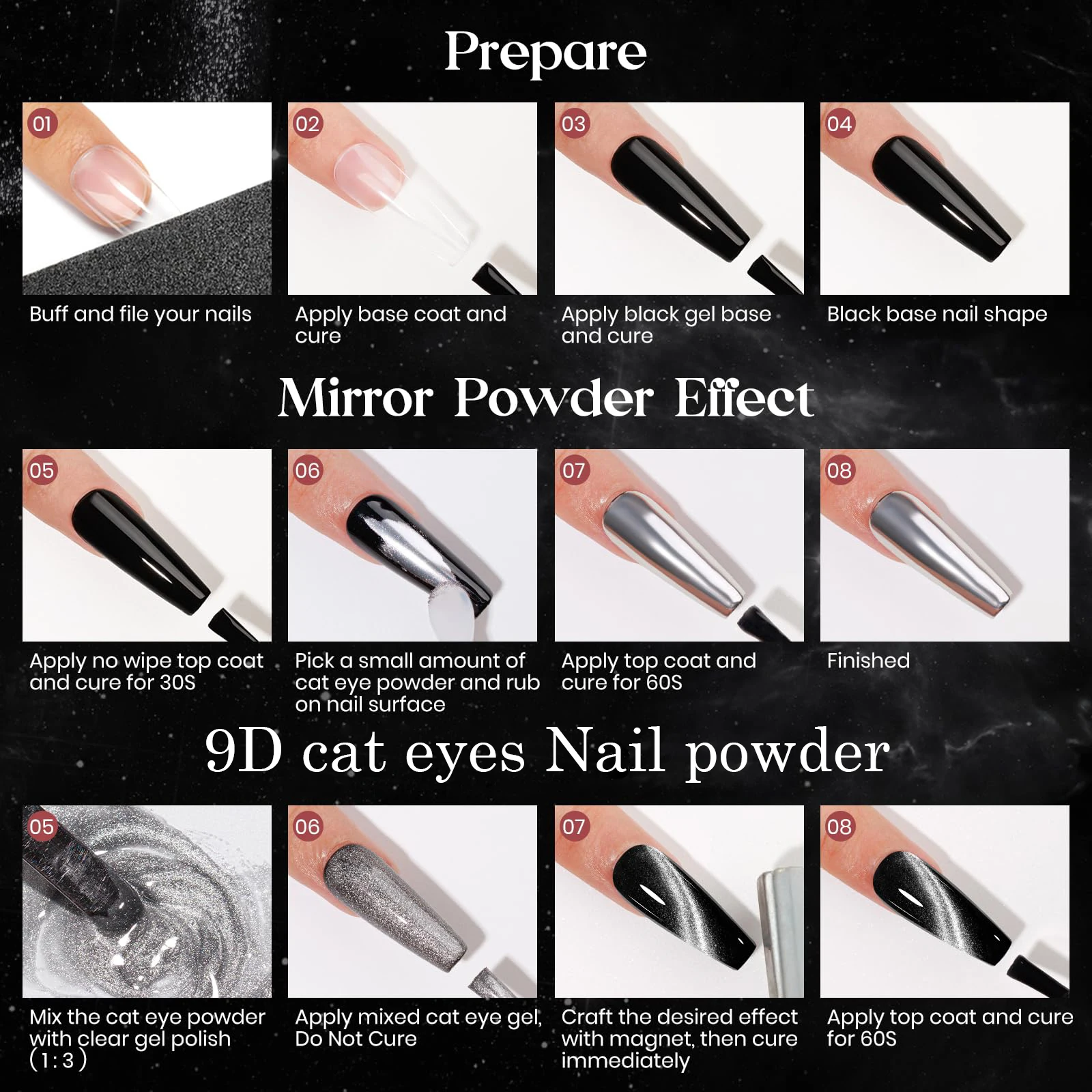 9d Meteoriet Cat Eye Poeder Sterke Magnetische Nail Glitter Pigment Manicure Holografische Laser Chroom Stof Kan Gebruiken Met Polish Gel