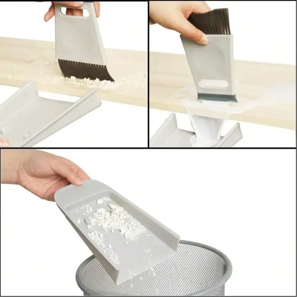 

Broom And Dustpan Set Soft Portable Cleaning Brush And Dustpan, Small For Office, Sofa, Desk, Pet Nest Etc Grey