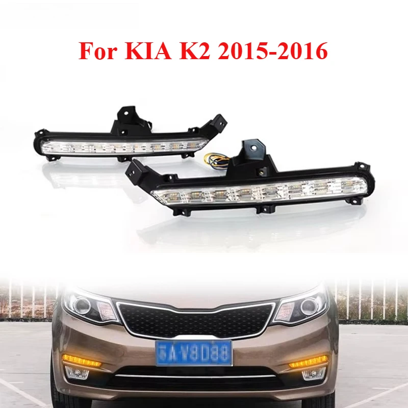 

For KIA K2 2015 2016 Daytime Running Lights Driving Fog Lamp Turn Signal LED Headlight Modified Front Bumper Lamp