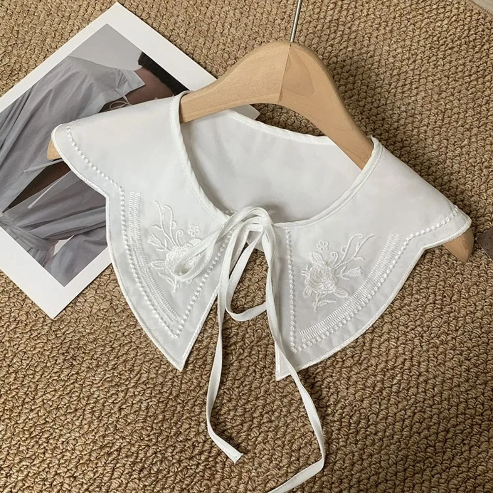 스위트 홀로우 아웃 가짜 칼라 메쉬 라운드 넥 크로셰 숄 탈부착 가능한 칼라 스카프 액세서리 의류 장식