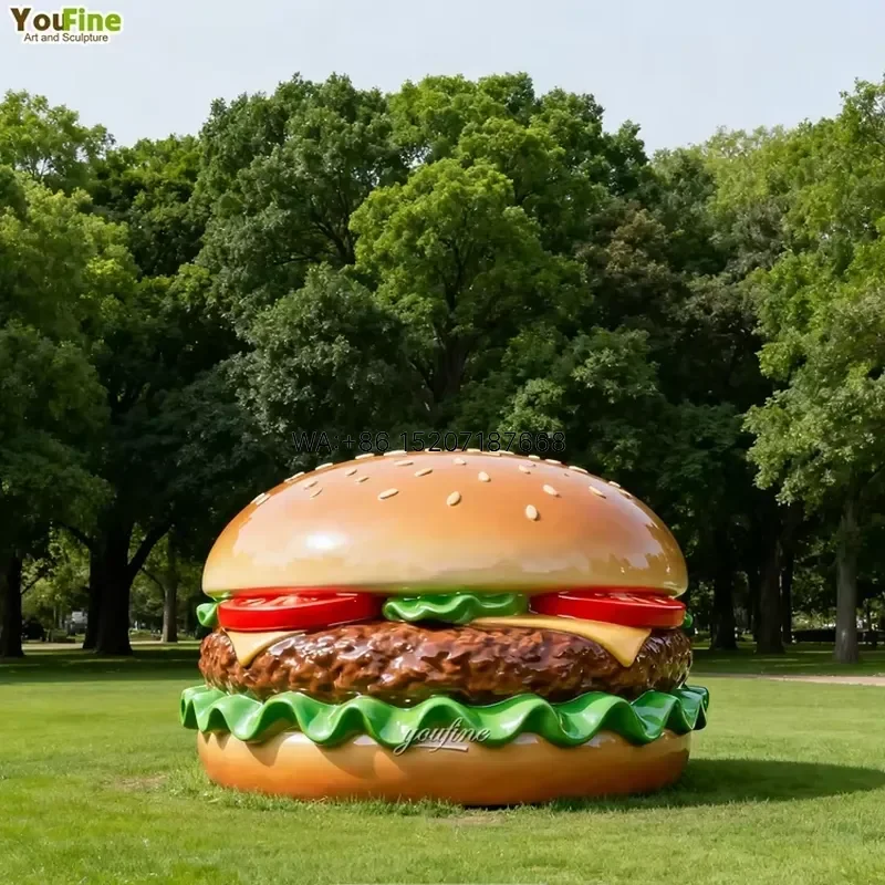 Wmwmnu for YOUFINE Large Beautiful Fiberglass Resin Hamburger Statue Sculpture