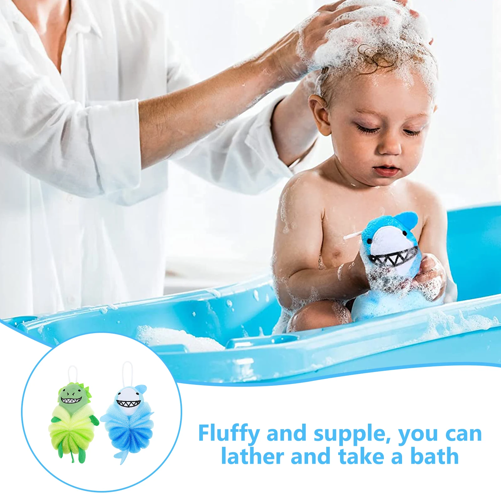 

2 Pcs Cartoon Bath Ball Sponges for Body Shower Scrubber Brush Exfoliator Exfoliating Scrubbers Bathing
