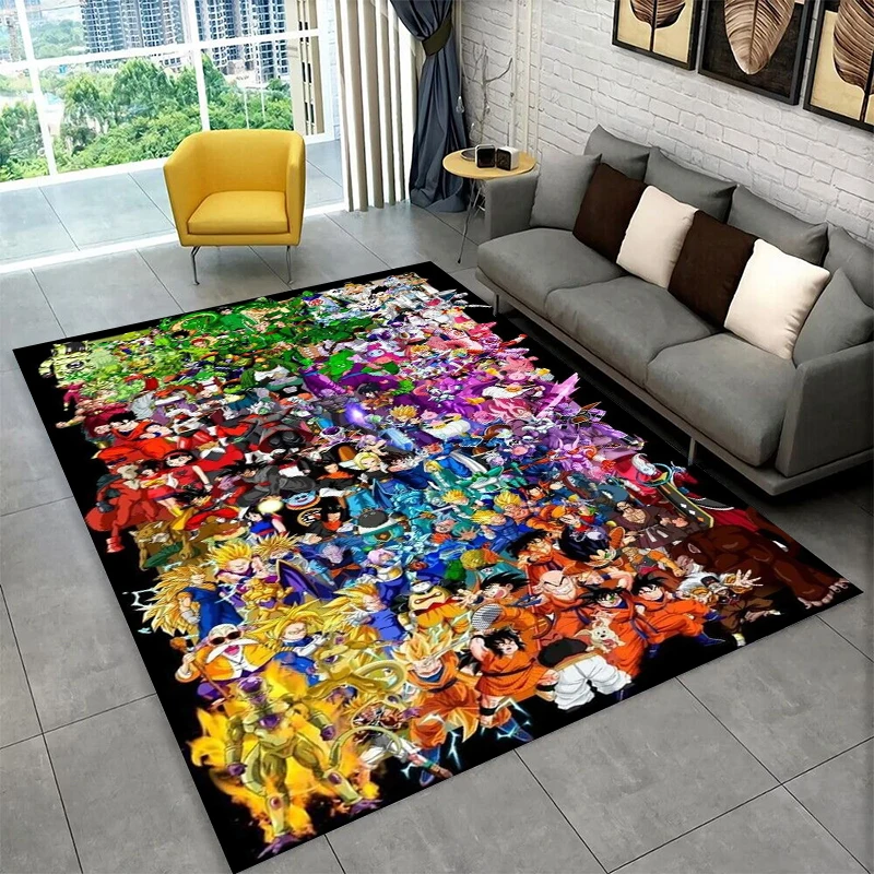 Cartoon D-Dragon Ball Anime-Spiel-Teppich für Spielzimmer, Schlafzimmer, Wohnzimmer, Sofa, Heimdekoration, Kinderteppich, rutschfeste Bodenmatte