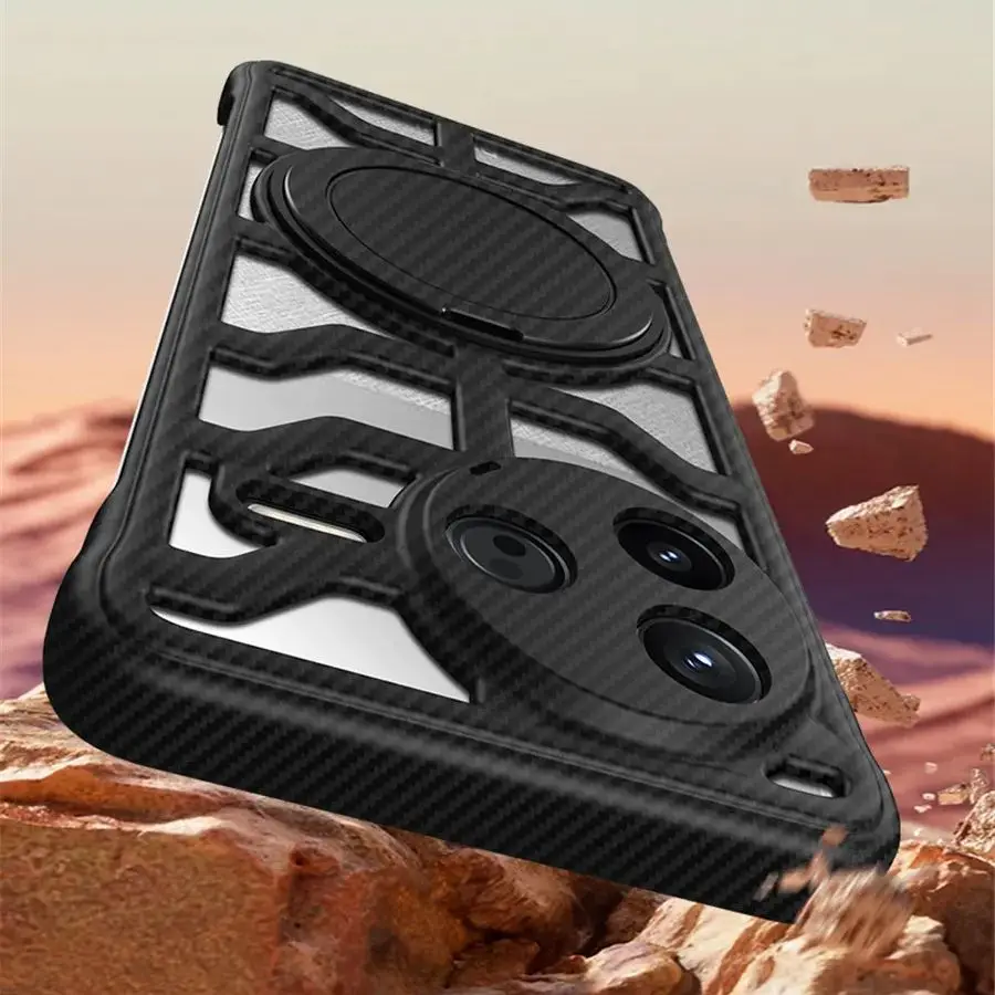 

Shockproof Carbon fiber Case For POCO F7 Ultra Case Hollowed Heat Dissipation shell Funda For POCO F7 Pro F7 Ultra Bracket Case