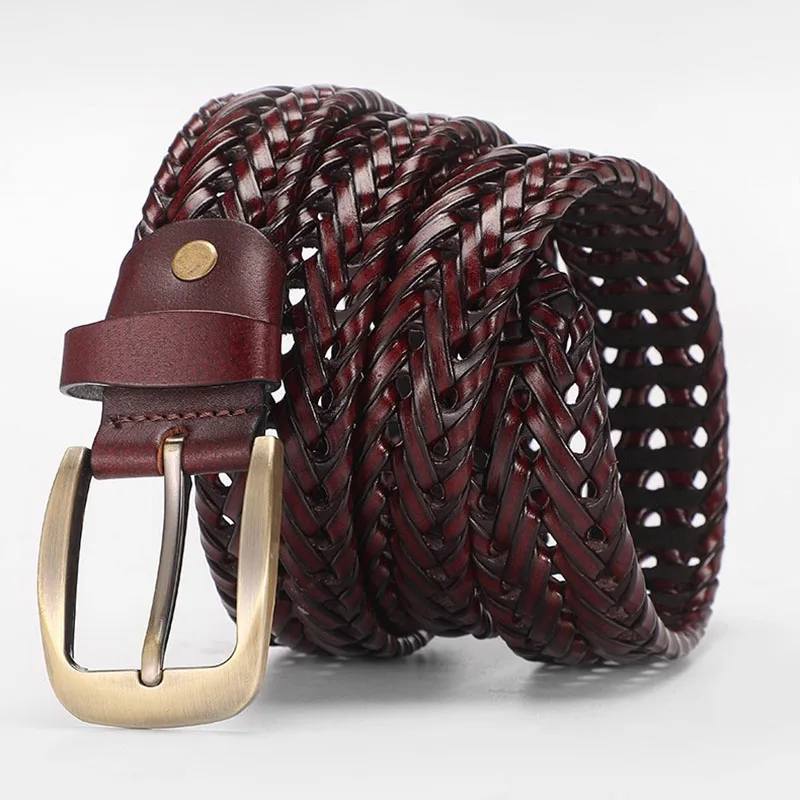 الرجال والنساء حزام جلد طبيعي الإناث الفاخرة حزام أحزمة Cummerbund المنسوجة محبوك جودة عالية الجينز السراويل الملحقات