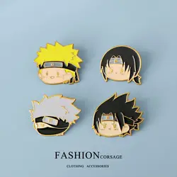 Naruto Badge Surrounding Naruto Sasuke Kakashi Mink Anime Brooch Anime Metal Cartoon Pin