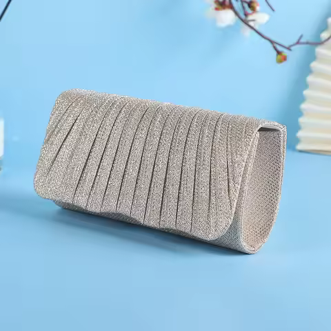 Elegant Pleated Flap Evening Clutch Bag Socialite Dress Bag for Banquet And Wedding Occasions