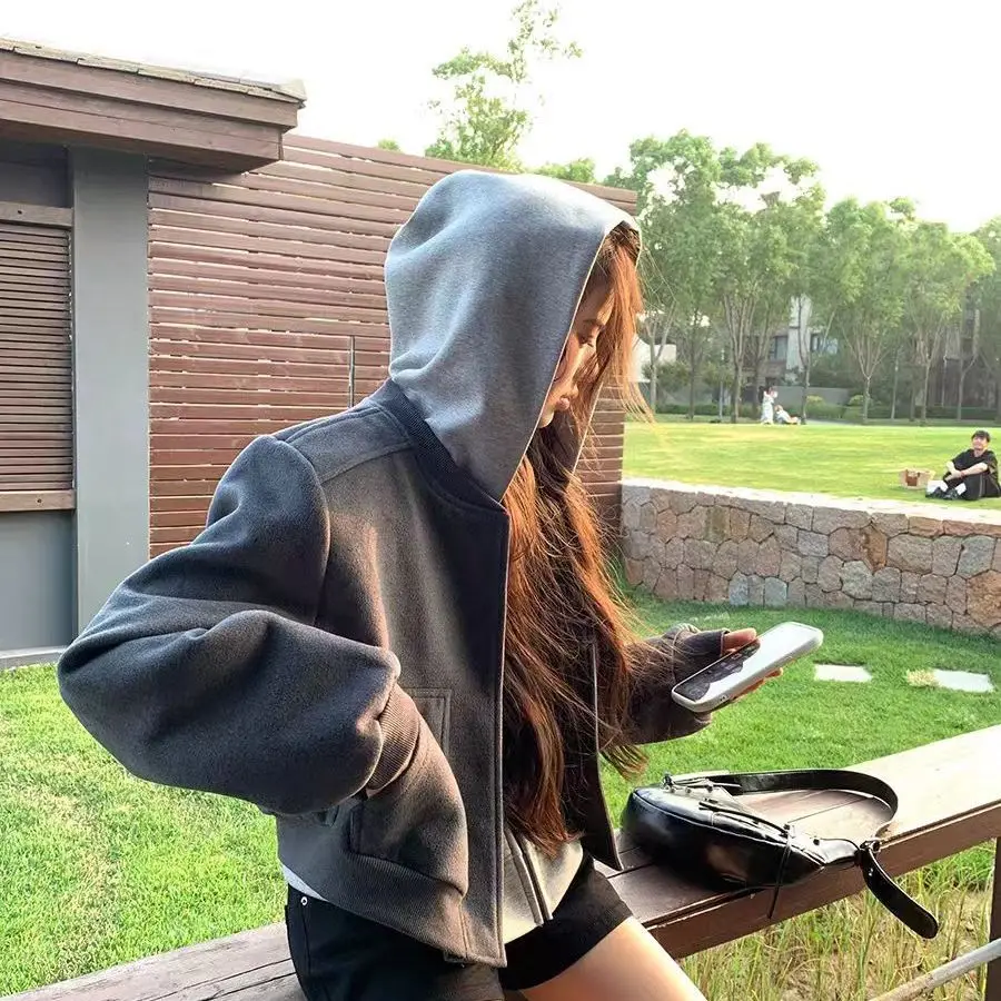 

Autumn Women'S Cropped Jackets Personality Handsome Winter Looks Fabric Waist-Cinching Baggy Holiday Suede-Effect Slim-Fitting