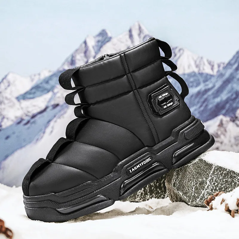 

New Black Snow Boots Men Outdoor Warm Plush Men's Winter Boot Comfort Non-Slip Platform Boots Men Cotton Shoes botas de invierno