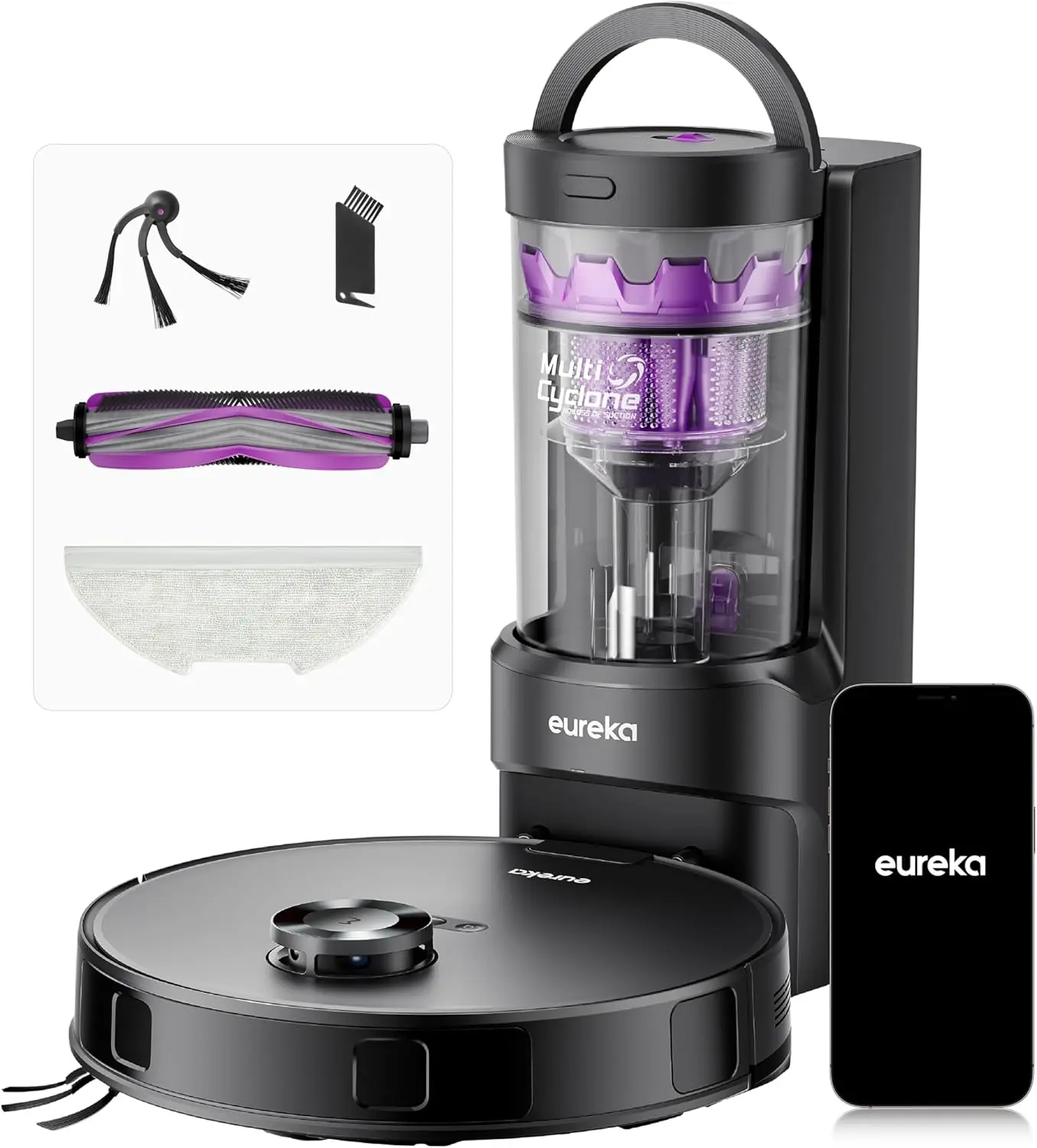 

E20 Evo Plus Robot Vacuum and Mop Combo, 10,000Pa Suction Robot Vacuum Cleaner Bagless Self-Emptying Station, 45-Day Capacity An