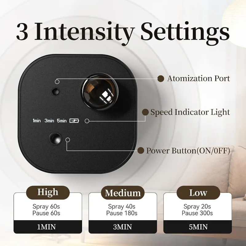 Waterless Essential Oil Diffuser Portable Room Fragrance Diffuser USB Rechargeable Professional Machine Electric Smell for Home