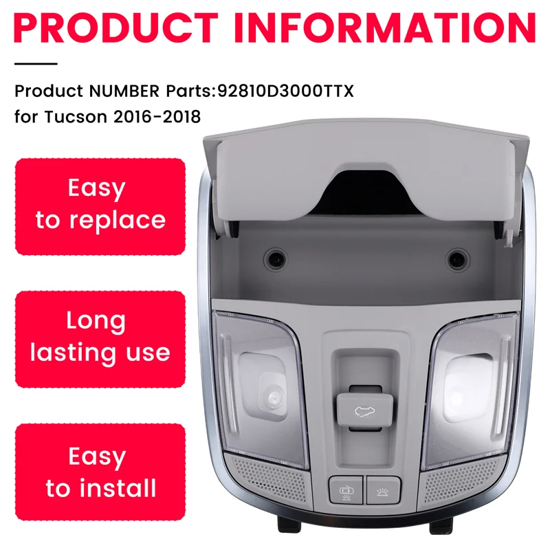 ABQB-Car Overhead Console Assembly Reading Light Sunroof Switch Panel 92810D3000TTX Forhyundai Tucson 2016-2018