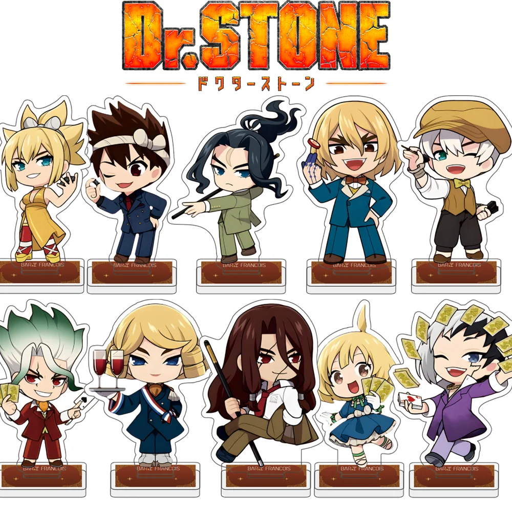 Dr.STONE Plate Desk Decor Ishigami Senkuu Standing Chrome Collection Ornament Accesorios Asagiri Gen Acrylic Doll Nanami Ryusui