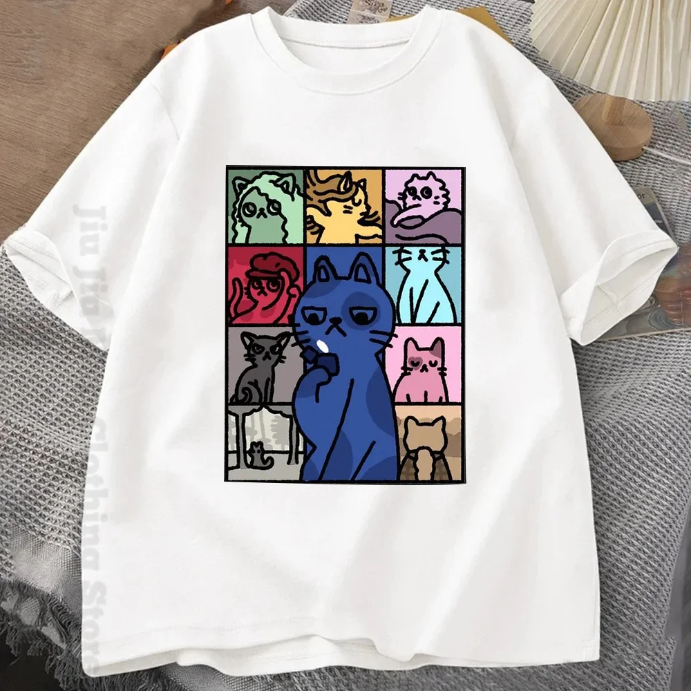 Men Summer Cotton T-Shirt Cartoon Cats Graphic Tops Tees Taylor Swif Clothing Short Sleeve Streetwear Women Harajuku T-Shirt