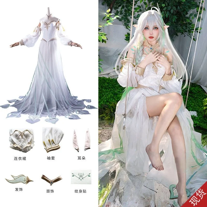 Game Genshin Impact Cosplay Costume The King Of Kindness Trees Nahida Dress Lesser Lord Kusanali Complete Set Game Suit