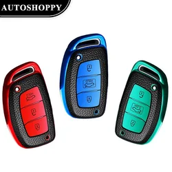 현대 투손 산타페 레나 소나타 Elantra Creta Ix35 Ix25 i10 i30 i40 용 가죽 새 TPU 자동차 원격 키 케이스 커버 셸
