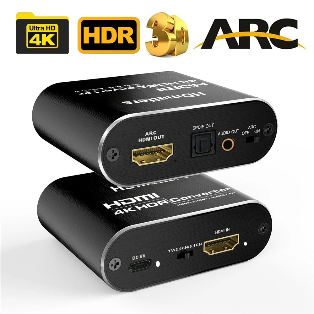 Estrattore audio HDMI 4K 60Hz Estrattore audio HDMI 2.0 Splitter ARC Convertitore audio da HDMI a toslink da 5,1 canali per PS5 Xbox serie X