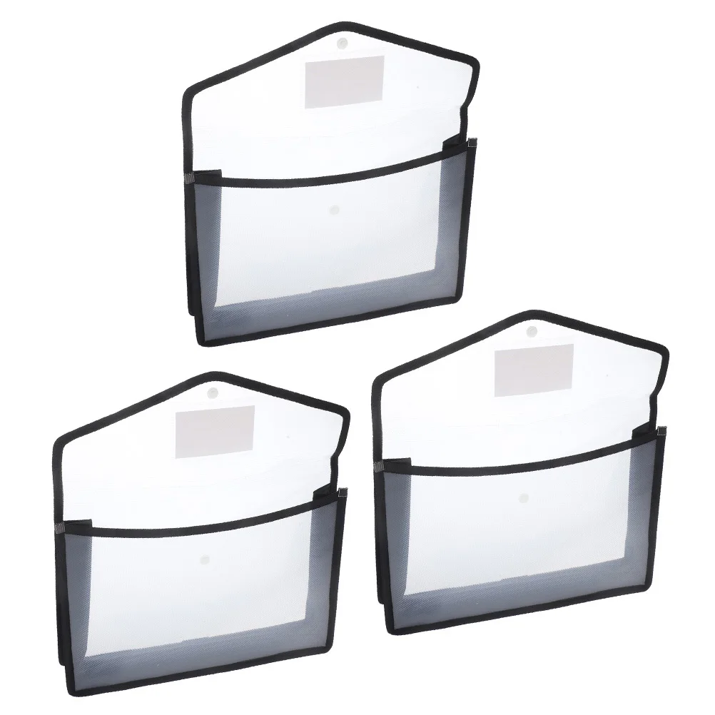 3pcs Waterproof Bag A4 Document Wallet Heavy Duty Office Holder Transparent Portable File Organizer Sturdy File Storage Pouch